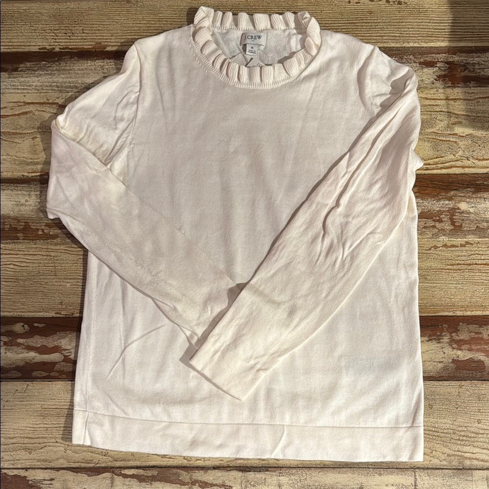 J.Crew Factory women’s off white ruffle cotton sweater- Small